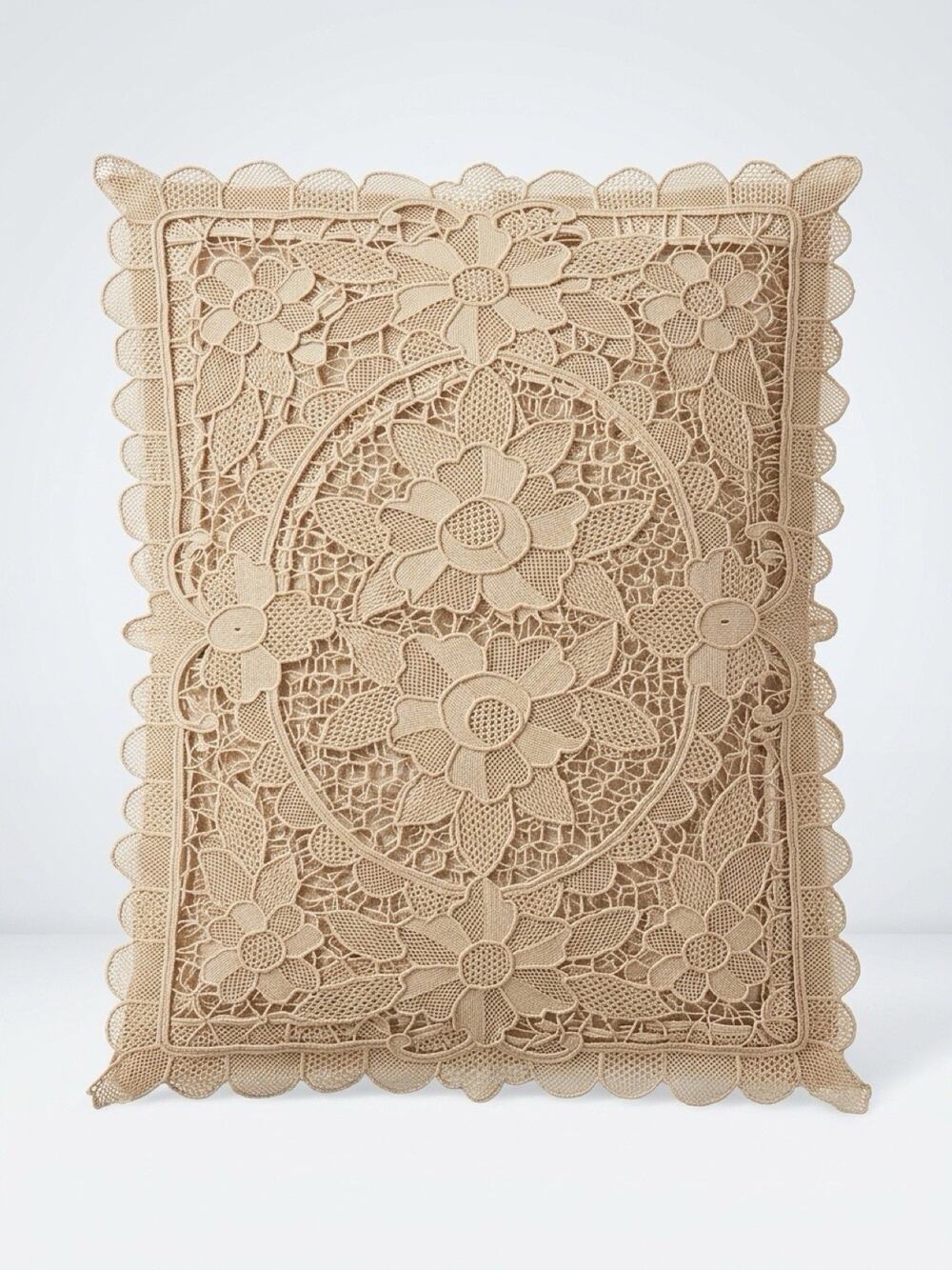 VTG MCM Lace Doilies Lot of 7 Cream Rectangle 16x11” Cottage Farmhouse Decor